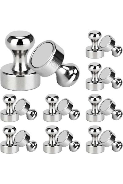 Generic 18 Pcs Heavy Duty Push Pin Magnets, Brushed Nickel Neodymium Fridge M...