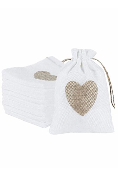 Generic 25-Piece Burlap Bags Drawstring Gift Bags with Heart Hessian Jute Jew...