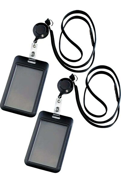 Generic 2Pcs Black Badge Holder Retractable Lanyard, Lanyards for ID Badges N...