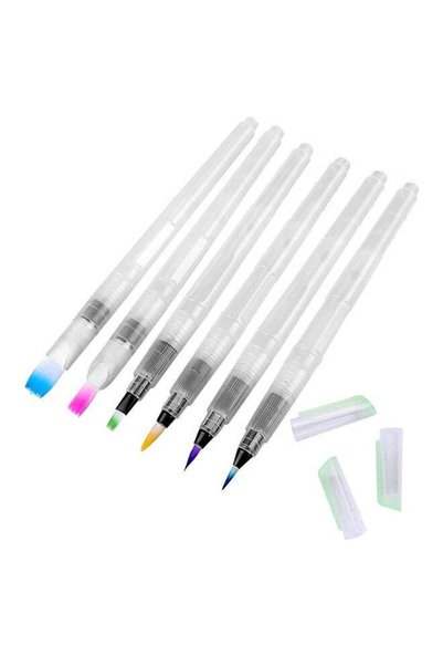 Generic 6-Piece Aqua Painting Brush Pens Set Clear
