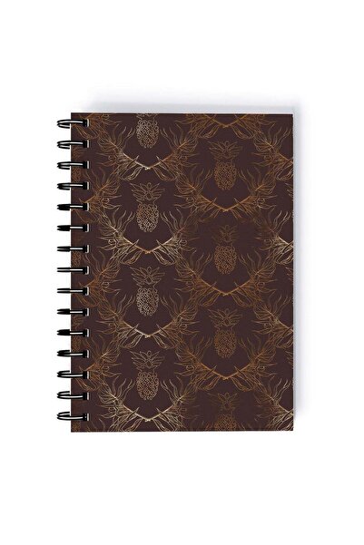 Generic Spiral A5 Notebook Pineapple Dark Beige and Brown Aesthetics