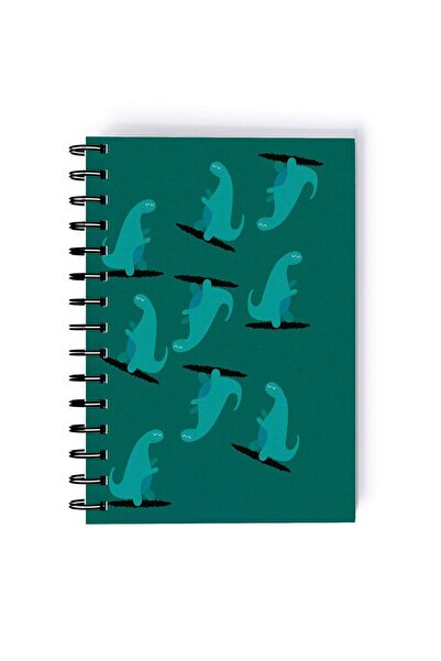 Generic Spiral A5 Notebook Pattern Dinosaur Green Aesthetics