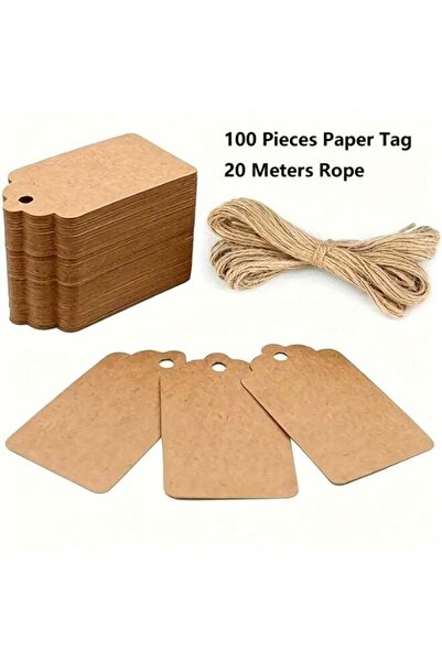 Generic 100Pcs Blank Kraft Paper Tags with 20M Natural Jute Twine, Brown Pric...