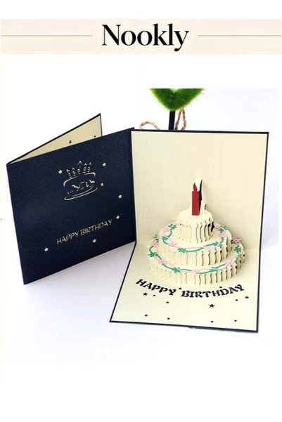 Generic 3D Pop Up Birthday Card, Handmade Happy Birthday Cake Greeting Card w...