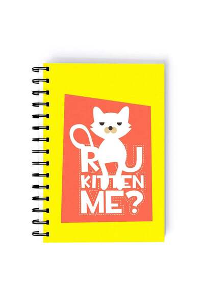 Generic Minimal Cat Printed Rectangle Spiral A5 Notebook Multicolour