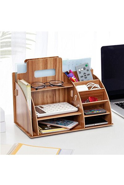 Generic Wooden Desktop Organizer with Pen Holder for Stationery Storage - Hom...