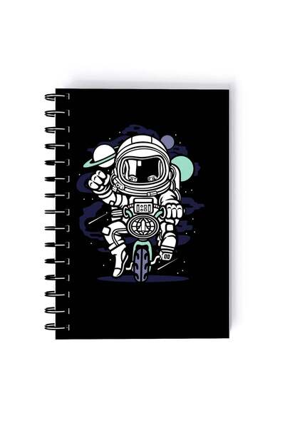 Generic Astronaut Biking Design Rectangle Spiral A5 Notebook Multicolour