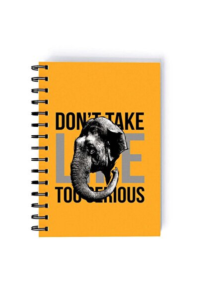 Generic Spiral A5 Notebook Wild Animals Elephant Dont Take Life Quote Yellow ...