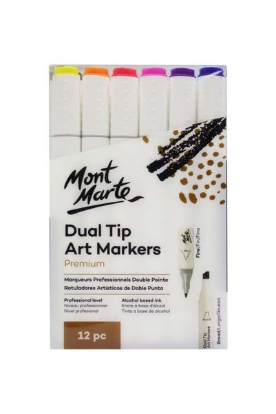 Generic Mont Marte Dual Tip Art Markers - 12 Pack Premium Alcohol-Based Markers