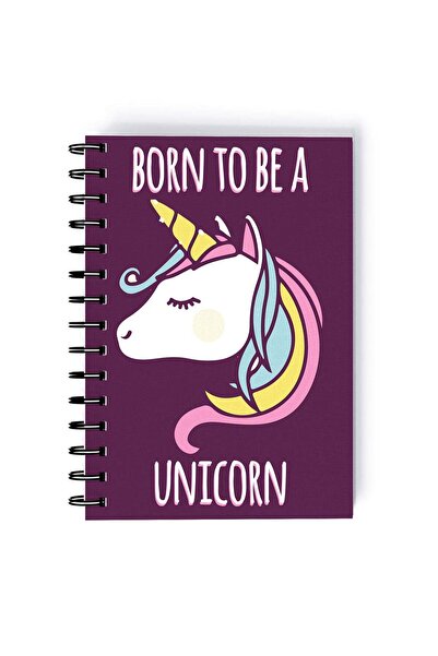 Generic Spiral A5 Notebook Unicorn Born To be Funny Quote Purple Aesthetics