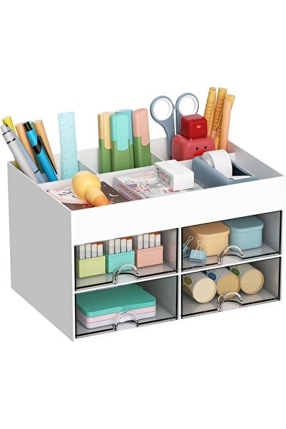 Generic Pen Organizer with 4 Drawers, Multi-Functional Pencil Holder for Desk...