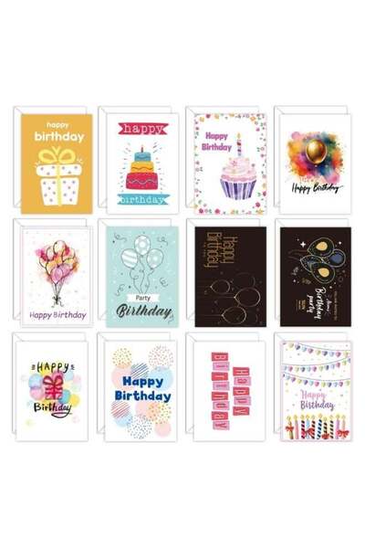 Generic 12 PCS Birthday Greeting Cards Set – Cards with Envelopes for Handwri...