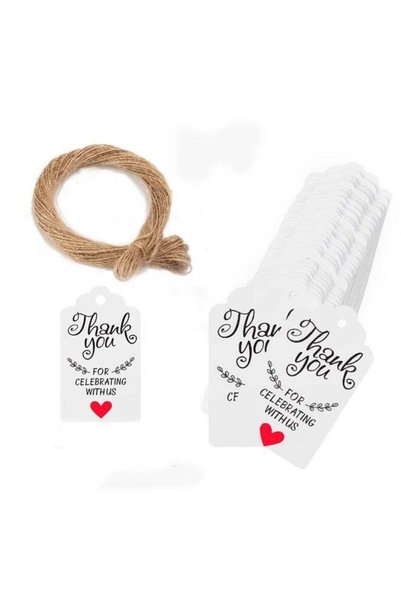 Generic Thank you for celebrating with us Thank you tags - 100 PCs in White C...
