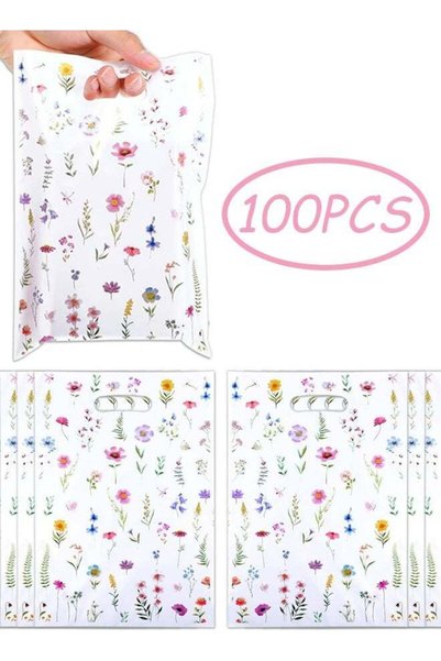 Generic 100 Pcs Reusable Wild Floral Party Favor Bags with Handles Cute Gift ...