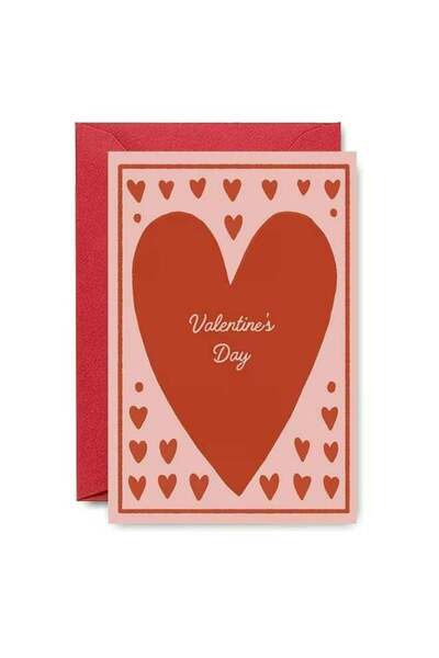 Generic Cute Valentine's Card 1pc Heart-Filled Classic (Red)