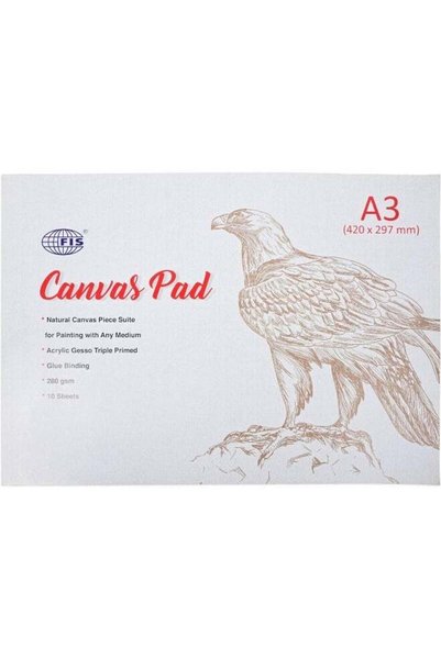 Generic FIS A3 Canvas Pad - 280gsm, Acrylic Gesso Triple Primed, 10 Sheets