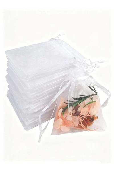 Generic 100Pcs White Organza Drawstring Pouches, 7x9cm Small Organza Gift Bag...