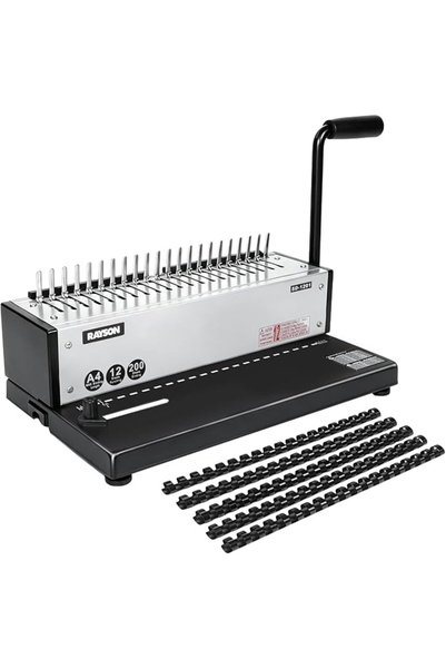 RaySones آلة تجليد الكتب RAYSON SD-1201، سعة 200 ورقة، 21 ثقبًا
