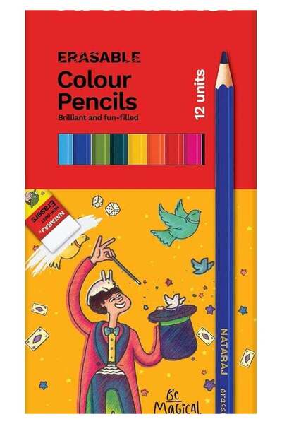 Generic Nataraj Erasable Colour Pencils - 12 Multicolor Shades