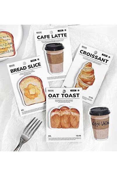 Generic 4 Pack Sticky Notes Stickers, Cute Bread and Coffee Shapes, Self-Stic...