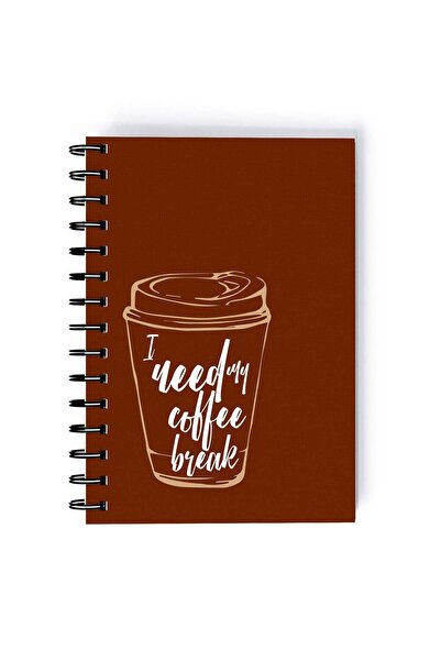Generic Spiral A5 Notebook Typography Funny Office Quote I need Coffee Brown ...