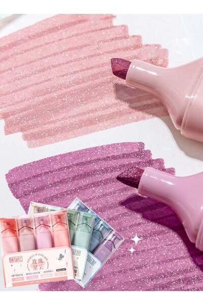 Generic 4 Glitter Highlighter Set – Quick-Dry, Smudge-Proof Water-Based Ink f...
