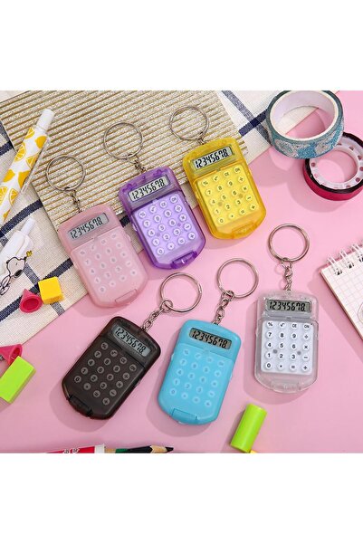Generic Mini Tiny Pocket Calculator Keychain Set - 6 Pcs Bulk Colored Digit E...