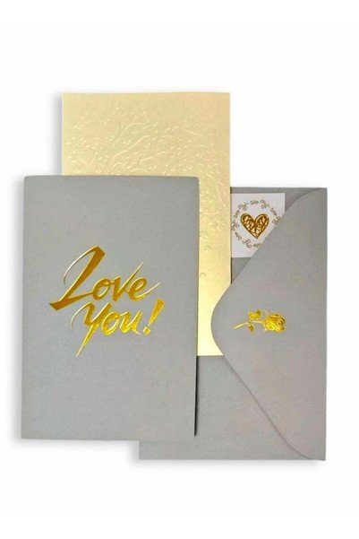 Generic Luxury Gray Valentines Day Gifts, Romantic I Love You Card With Envel...