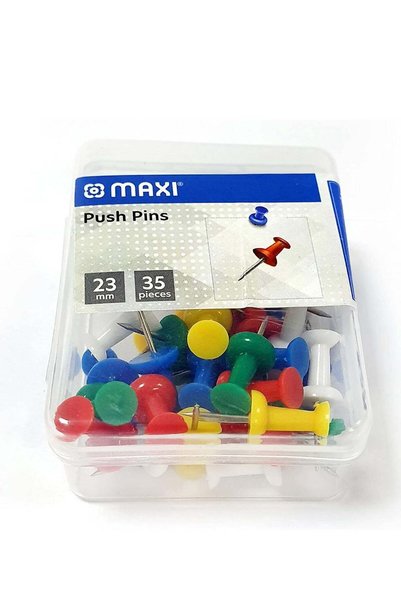 Generic Maxi Push Pins 23mm 35 Pcs Assorted Colours, For Office And School Us...