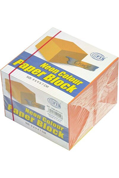 Generic FIS Neon Colour Paper Block - Orange, 9x9x7 cm