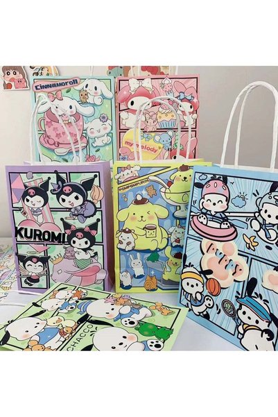 Generic Kraft Gift Bags, 5Pcs Paper Bags with Handles, 5 Styles Reusable Part...