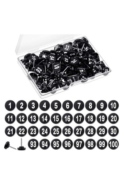 Generic 100 Pcs Numbered Push Pin Tacks for Maps and Presentations, 11 mm Dia...