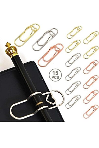 Generic 15Pcs Pen Holder for Notebook, Metal Pen Clips with Heart, Lovely Pap...