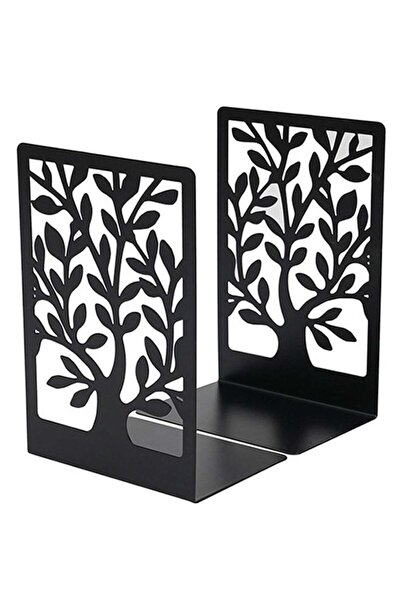 Generic 2-Piece Modern Metal Bookends for Shelves, Black Tree Book Ends for B...