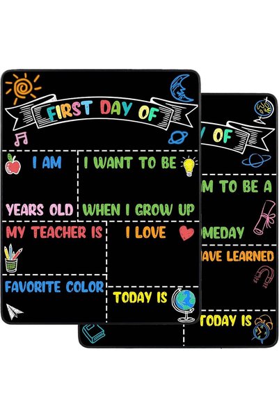 Generic ARS First and Last Day of School Chalkboard Sign Reusable, 14x11 in B...