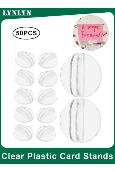 Generic 50PCS Clear Plastic Card Stands, 2.5cm Mini Round Base Card Holders, ...