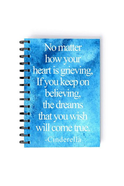 Generic Spiral A4 Notebook Cinderella Dreams Quote Vintage Fairy Tale Classic...