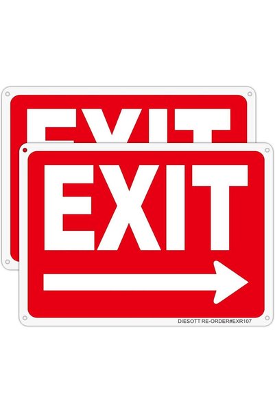 Generic ARS® 2 Pack Exit Signs with Right Arrow, 10x7 Inches, Durable and Wea...