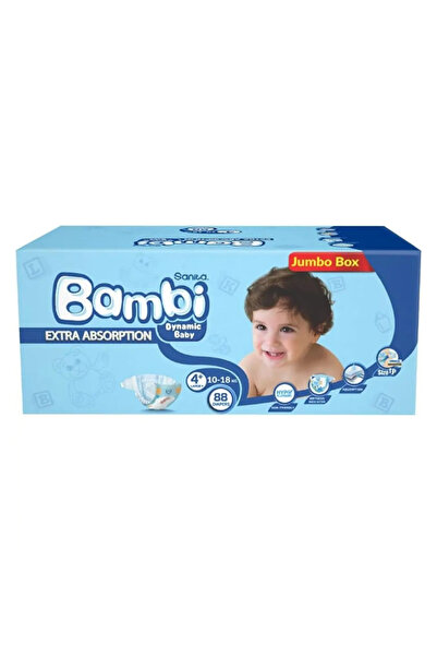 Sanita Bambi حفاضات ميجا باك - مقاس 4+، كبير+، 18-10 كجم، 88 حفاضة