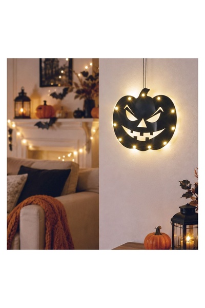 OEM Dovleac Metalic Suspendabil de Halloween cu LED 22x20 cm – ornament suspe...