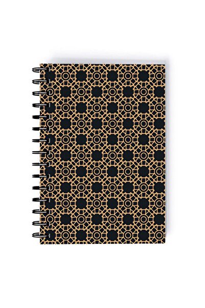 Generic Arabic Pattern Printed Spiral A5 Notebook Grey/White