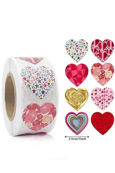 Generic 500-piece Thank You Heart Shape Stickers Decoration Gift Self-Adhesiv...