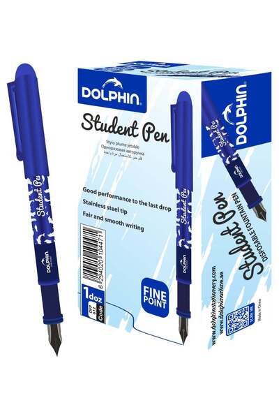 Generic Dolphin Student Disposable Fountain Pen Blue Ink, Fine Tip, Smooth Wr...