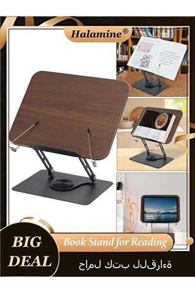 Generic Book Stand for Reading, Book Holder with 360° Rotating Base and Page ...