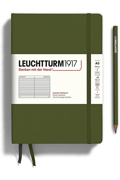 Leuchtturm1917 دفتر مسطر أسود متوسط الحجم
