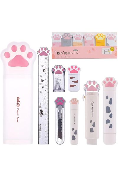 GENERAL 8 Piece Cute Cat Stationery Set (Pink)