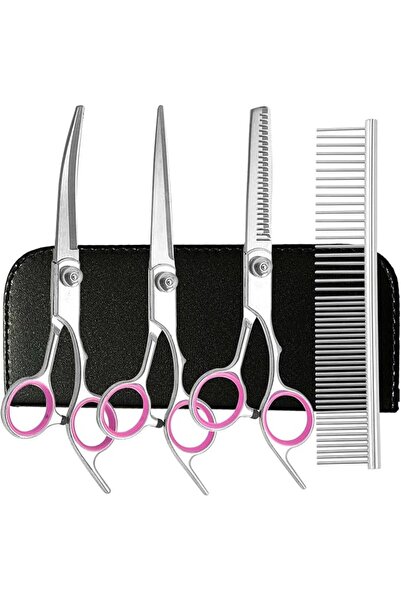 Yelajoy 5-in-1 Pet Grooming Scissors, Stainless Steel Straight, Thinning, Cur...
