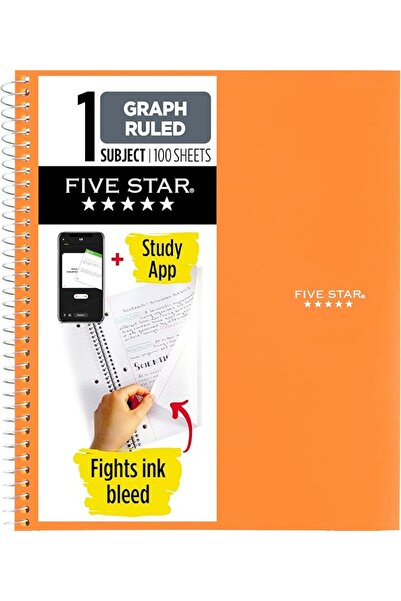 FIVE STAR NAPKINS Five Star Spiral Notebook + Study App, 1 Subject, Graph Rul...