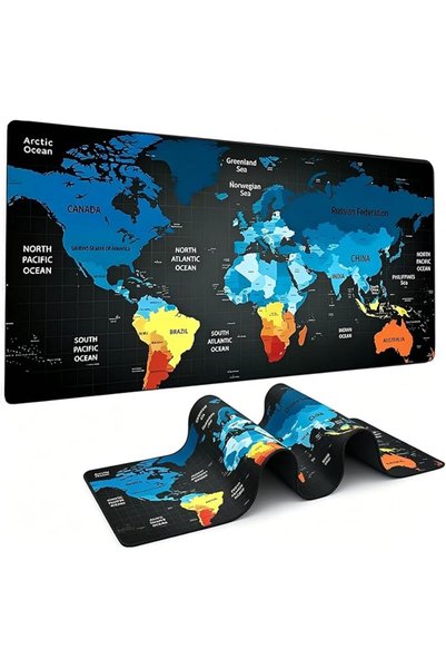GENERAL World Map Mouse Pad 800x300mm, Large Gaming Desk Pad Non-Slip Waterpr...
