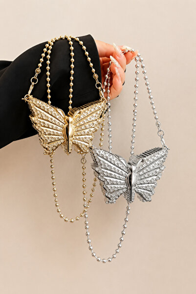 Generic Butterfly Crystal Evening Clutch Bag for Women - Shine One